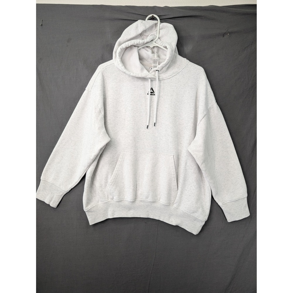 Reebok Mens Heather Grey Pullover Hoodie Sweatshirt Size Medium